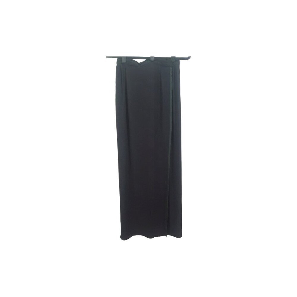 1980's SAINT LAURENT black crepe maxi wrap skirt Size S - Picture 7 of 16